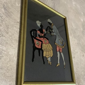 Vintage Reverse Painting on Glass Original painting on glass Victorian theme.