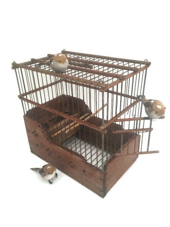 Cage à Oiseaux En Bois Faite à La Main Cage à Oiseaux En Bois Birdhouse Porte Plantes Décor De Cage Cage Rustique Cage Doiseau En Bois Suspendu