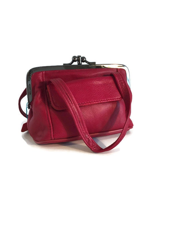 Vintage Top Handle Bag Red Top Handle Bag With Frame Red Etsy Australia