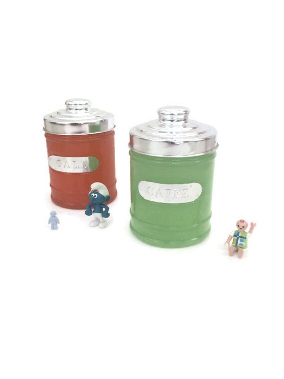 Vintage Glass Kitchen Canisters Coffee and Sugar for Adorable Etsy