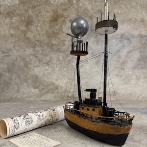 Vintage wooden warship, Wooden ship, Handmade wooden ship, Home decoration, Decorative ship.