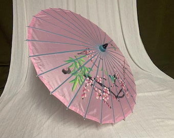 Paraguas de bambú pintado a mano Paraguas japonés vintage de bambú pintado a mano, paraguas japonés, paraguas chino