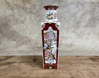 ヴィンテージ 伊万里焼 金箔花瓶 鮮やかな花と鳥 四面 日本製 - Etsy 日本