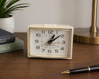 General Electric Vintage Alarm Clock, Desk Clock, Analog Clock, Office Desk Clock, Mid Century Desk Top Clock, USA Made Mechanical Clock