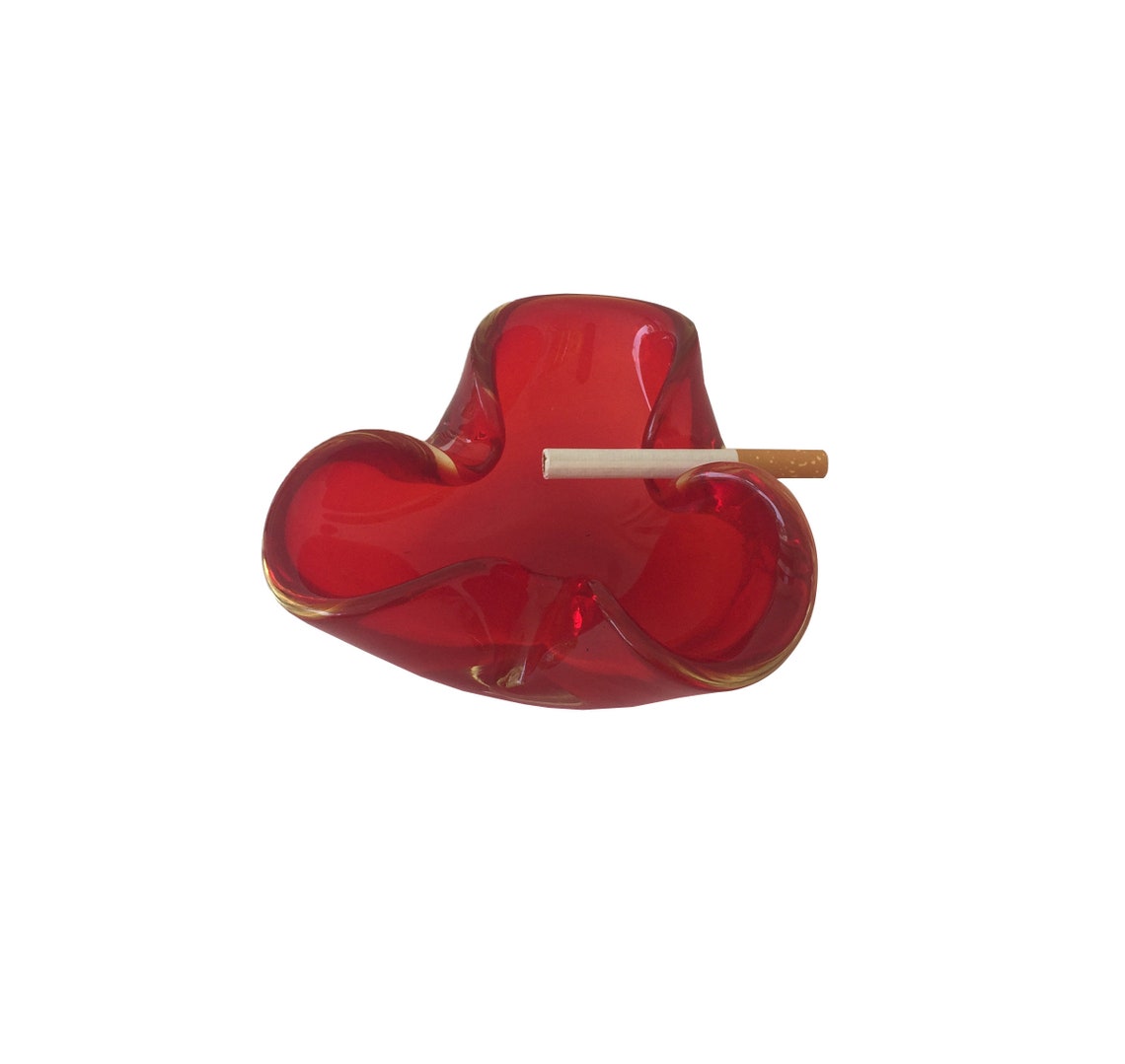 Vintage Light red glass Ashtray Unique red glass Cigar Etsy