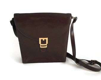 Bolso bandolera de piel vintage marrón para mujer, bolso de hombro minimalista, bolso bandolera