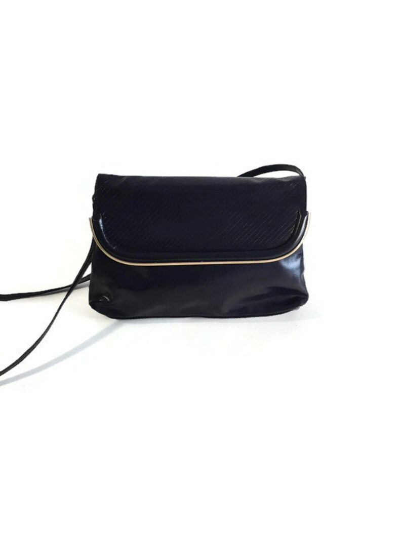 Vintage Black Crossbody Bag With Frame Black Leather Etsy