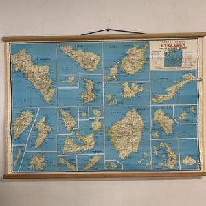 Karte der Kykladen, griechische Geographie Karte für Bildung, einzigartiges Klassenzimmer Dekor und perfektes Geschenk für Geographie-Begeisterte