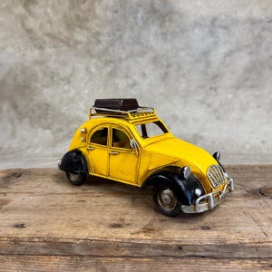 Retro Yellow Metal Citroen 2CV Replica Car  Vintage MIniature Car • Modern Farmhouse Decoration  • Best Gift for Him