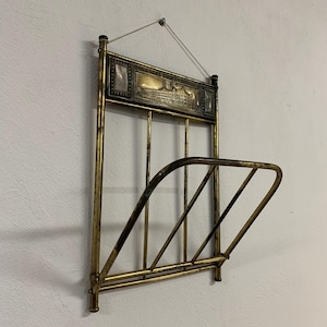 Estante de cartas colgante de pared de latón vintage con imagen de barco, decoración náutica, soporte de correo de cartas montado en la pared de latón, soporte de correspondencia