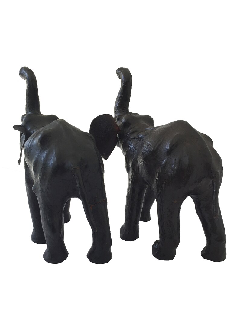 Set of Two Leather Elephant Figurines Elephant Figurine Etsy