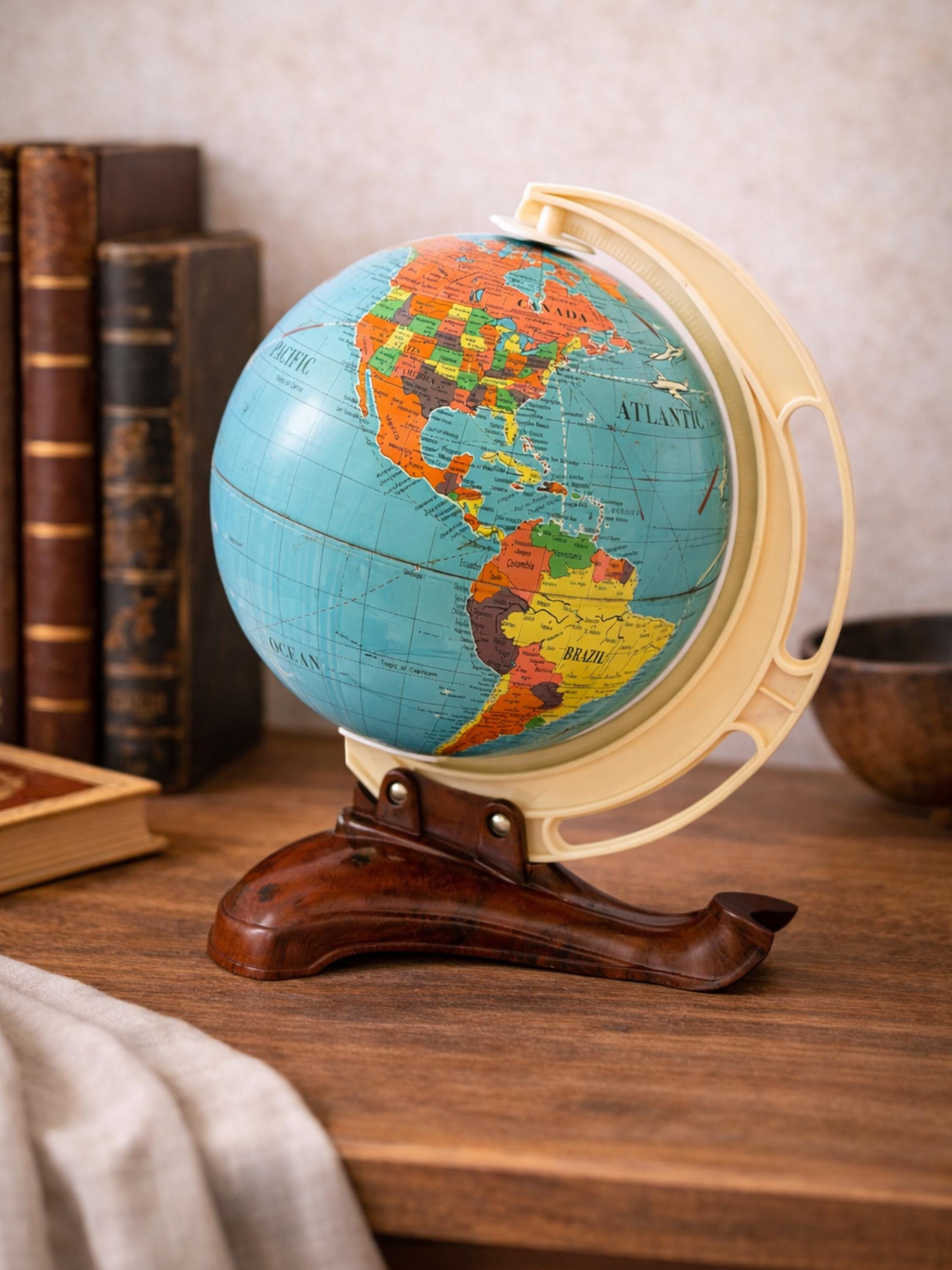 Vintage World Globe, 1970s Michael Seidel West Germany Desk Globe