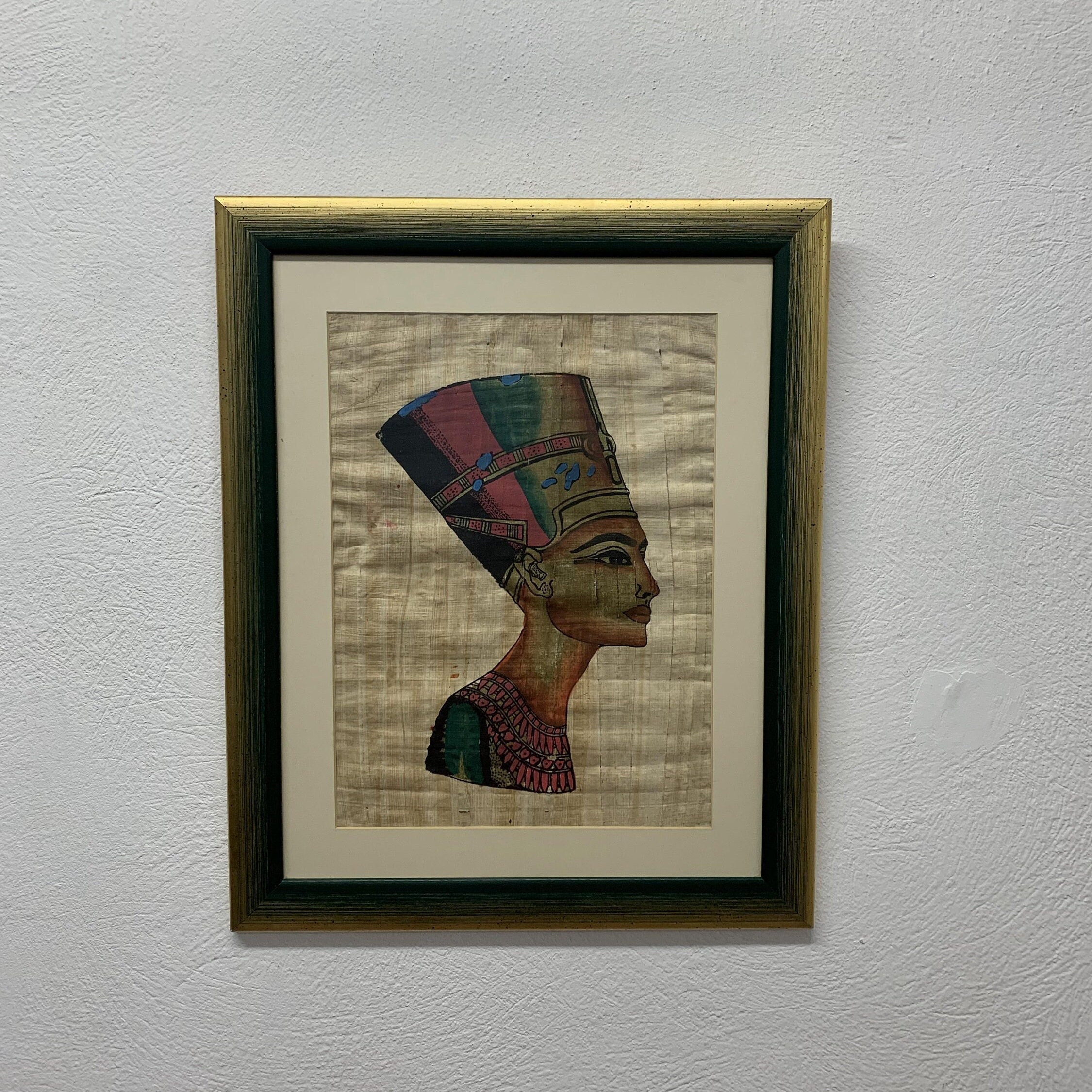 パピルス絵画 パピルス絵画 ハトホルにロータスを捧げる王【A4・宅急便のみ