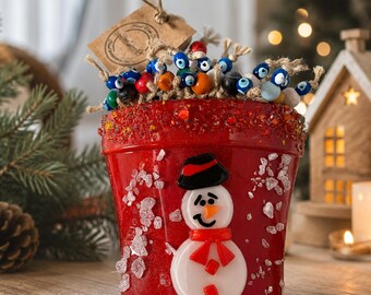 Fusing Glas Blumentopf Weihnachtsschmuck: Schneemann Dekoration