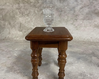 Vintage Wood Pedestal Side Table: Rustic Home Decor (11.81''x11.81''x10.63'')