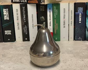 Vintage Silver Plated Pear Lidded Container Pear-shaped candy or jewelry box.