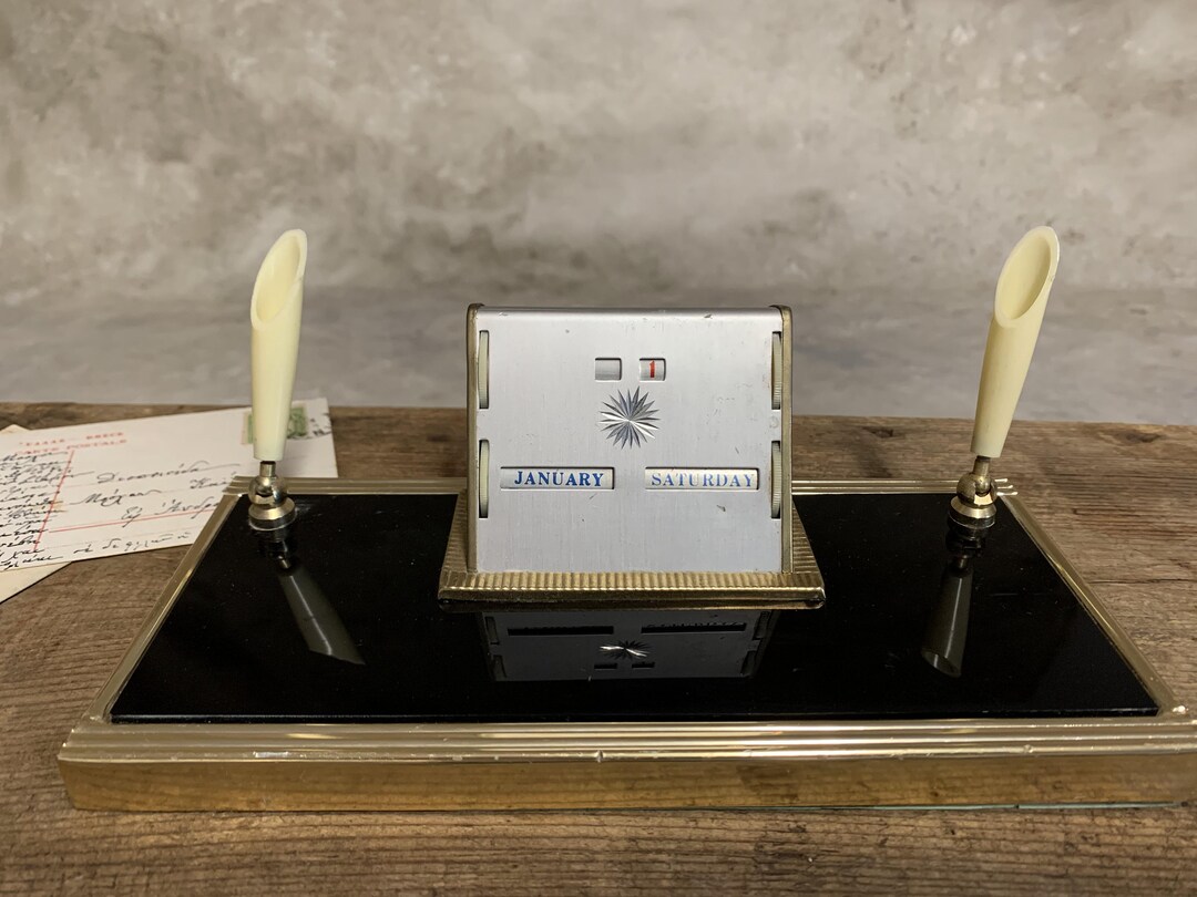 Desk Calendar With Pen Holder Perpetual Calendar 1950s Office Supply ...