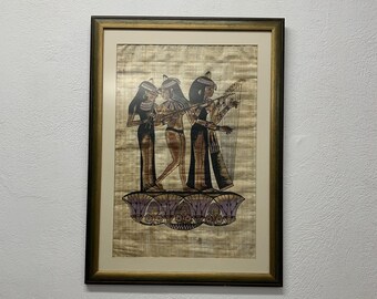 Musicians of Amun, Ancient Egyptian Papyrus Wall Hanging Painting