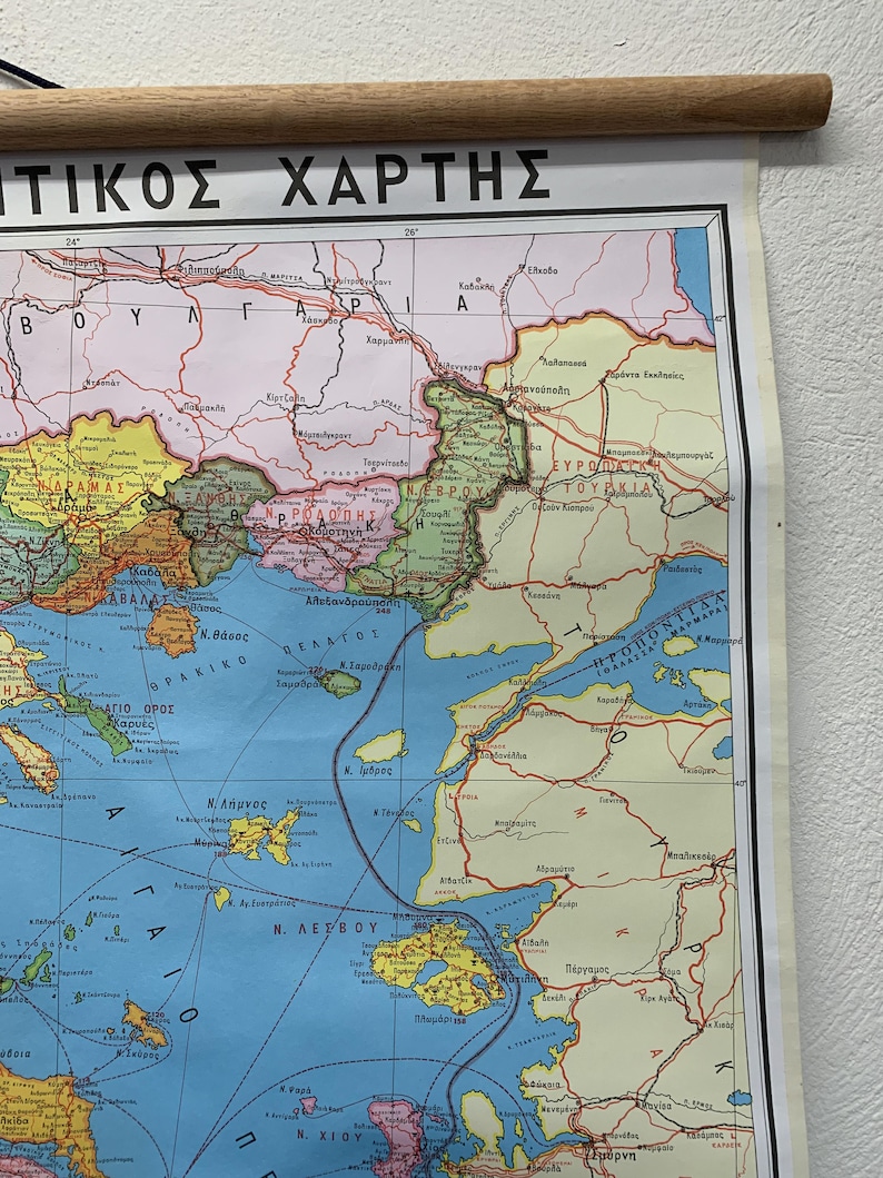 Map of Greece Political Map of Greece Geography School Map Old Etsy