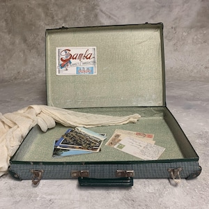 Maleta de cartón vieja, Maleta gris vintage, Maleta antigua, Maleta retro, Caja de almacenamiento decoración del hogar, Equipaje viejo, Maleta pequeña