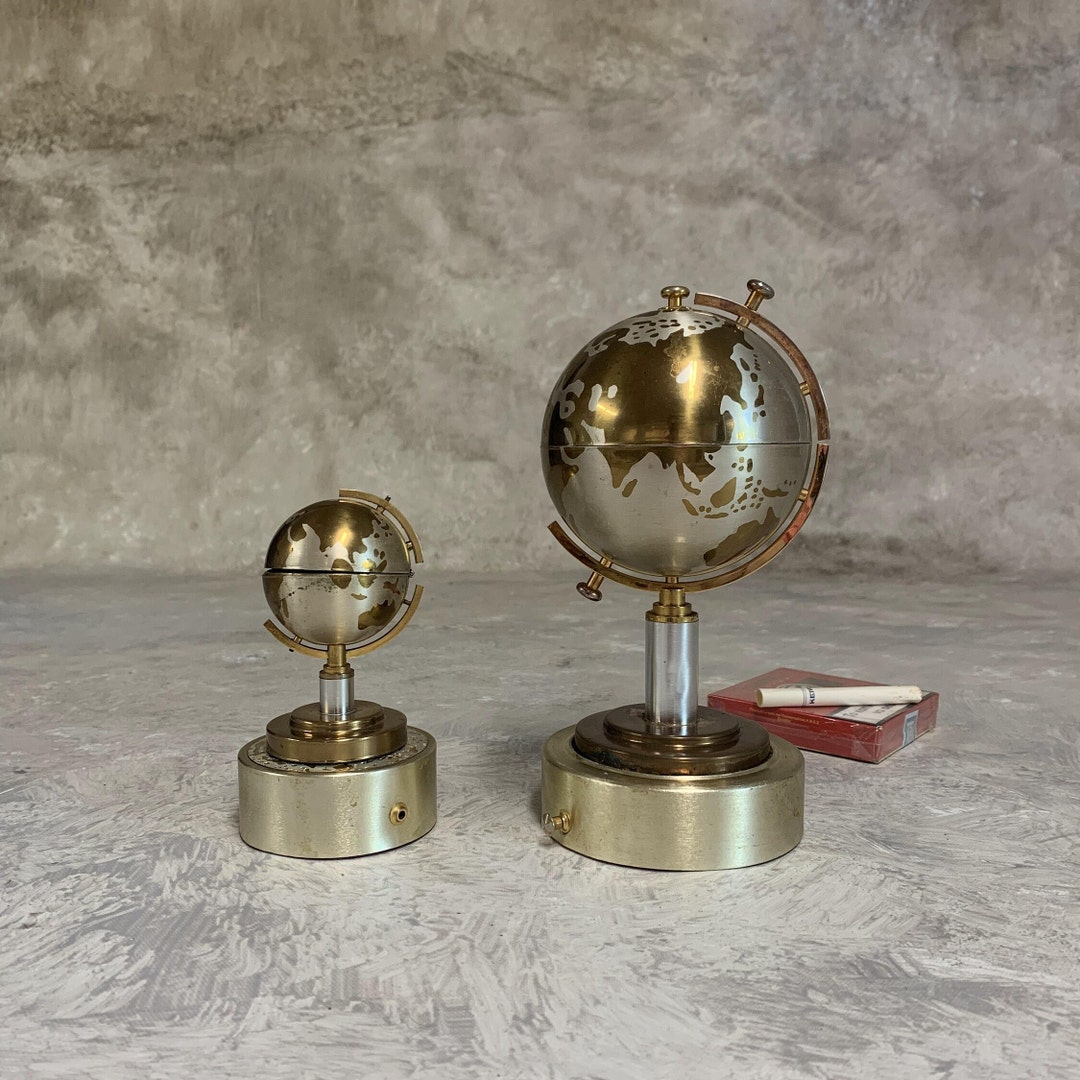 Vintage World Globe Cigarette Holder With Matching Lighter Etsy