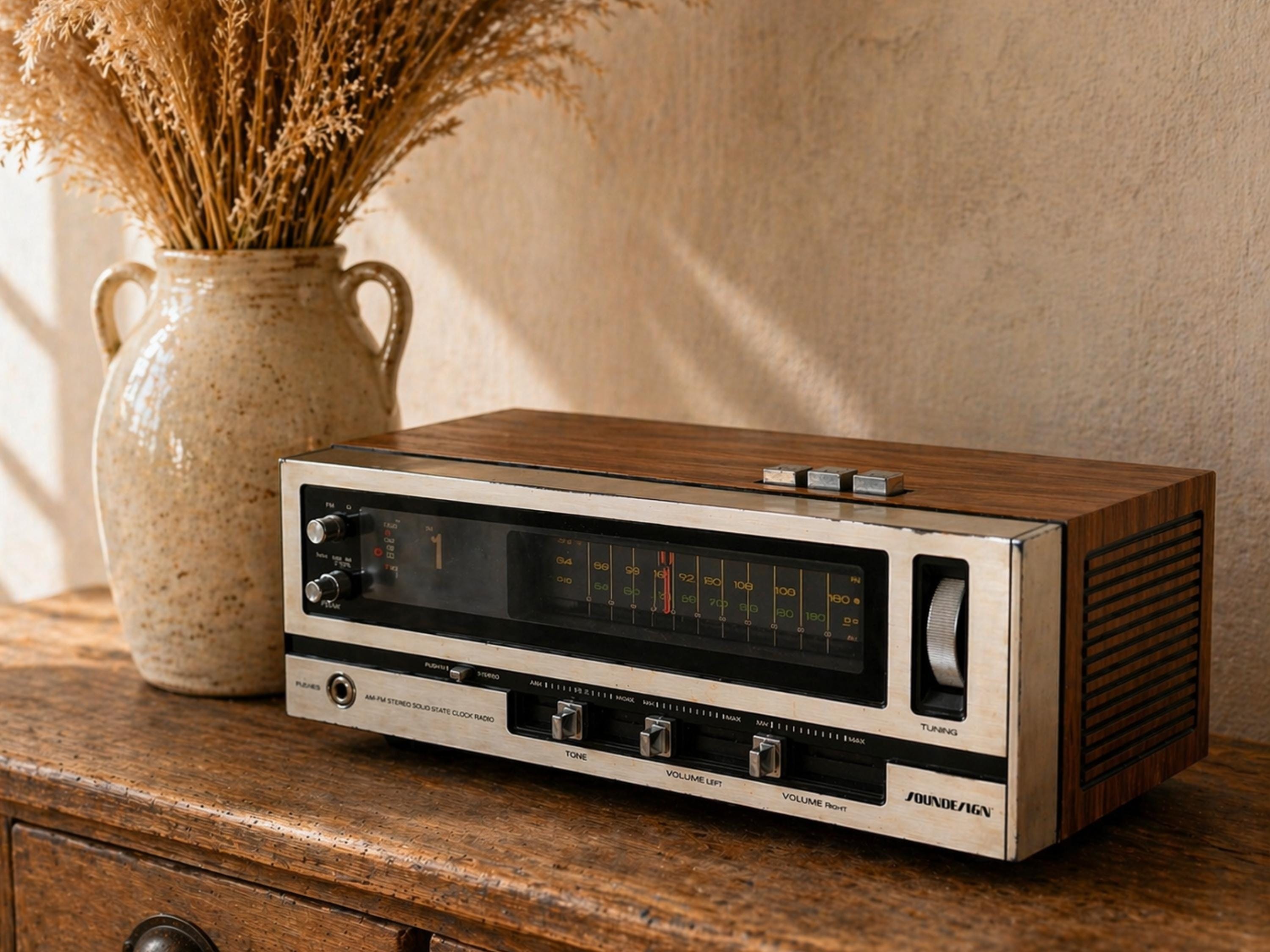 Vintage Soundesign AM FM Stereo Clock Radio Model 3933, Vintage