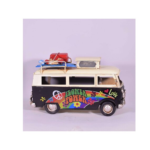 Vintage, Retro, Old-fashioned German Hippie Mini Camper Bus Van T1