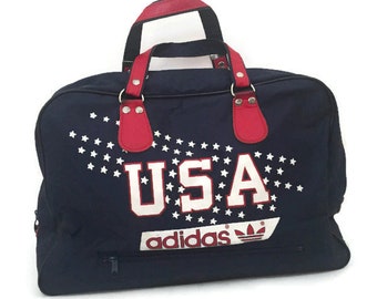 Vintage Adidas bag, Adidas Bag, Adidas Duffle Bag, Gym Bag, Vintage Duffel bag, Vinyl travel bag, 90s bag, GYM bag tote athletic sports bag.