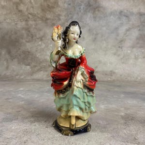 Victorian Woman Figurine Red Dress - Etsy