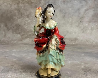 ビクトリア朝 女性像 陶器 傘付き 約30cm ビクトリア朝 女性像