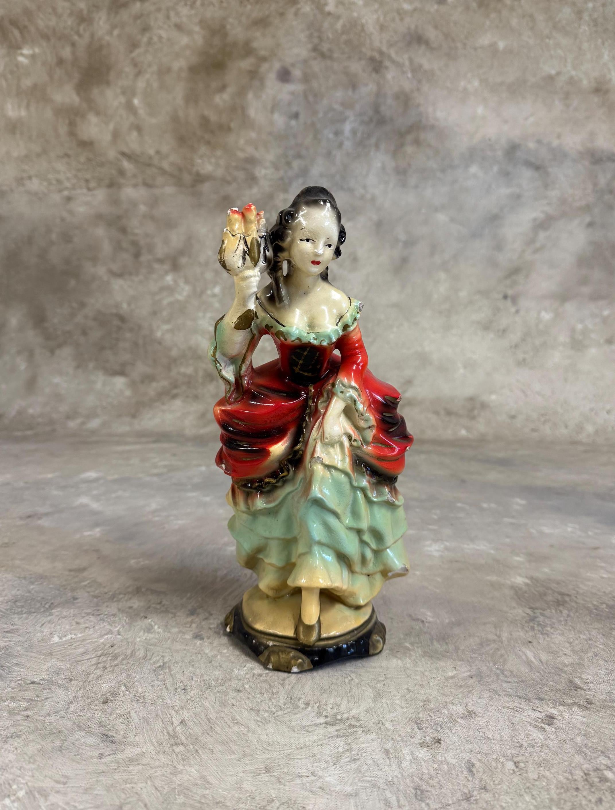 Victorian Woman Figurine Red Dress - Etsy