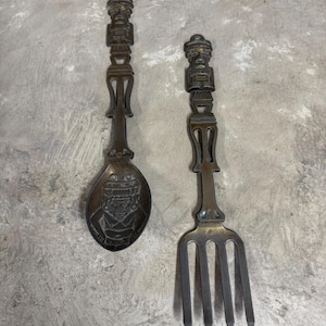 Fork and Spoon Wall Decor, Kitchen Wall Decor, Rustic Kitchen, Large iron Fork and Spoon Wall Art, Kitchen Wall