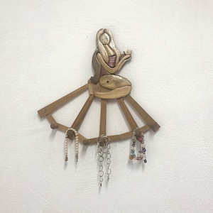 Vintage Wooden Accordion Peg Rack: Rustic Farmhouse Decor