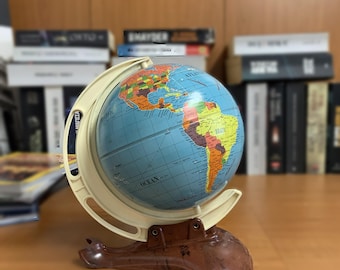 Vintage World Globe, 1970s Michael Seidel West Germany Desk Globe