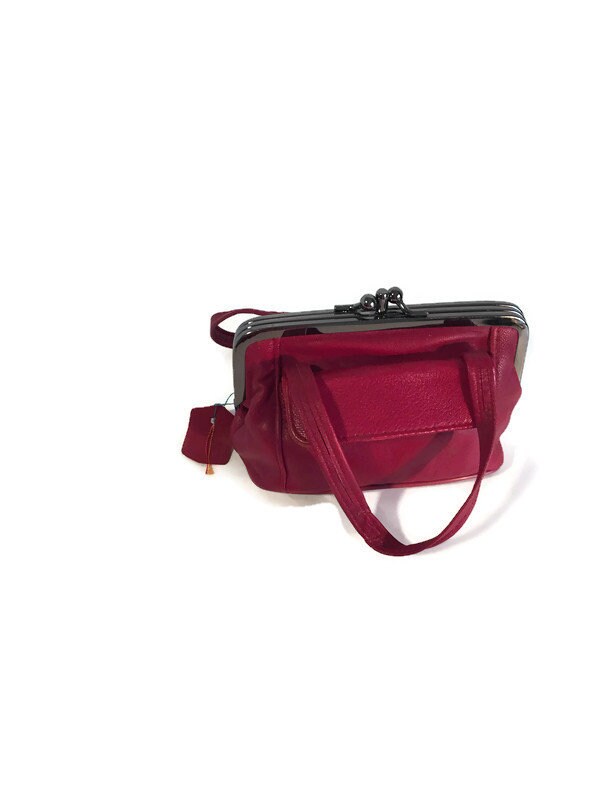 Vintage Top Handle Bag Red Top Handle Bag With Frame Red Etsy Australia