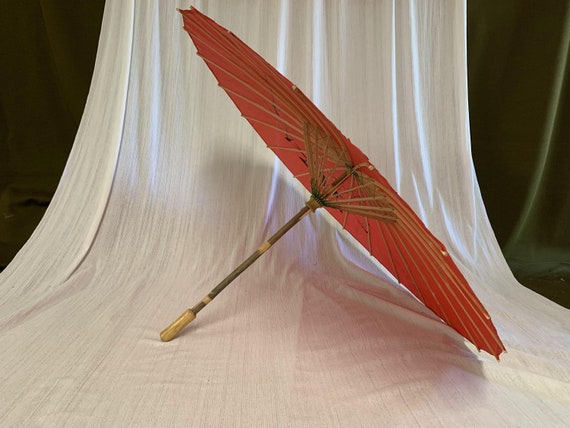 Vintage Parasol Umbrella,  Hand Painted Japanese … - image 4