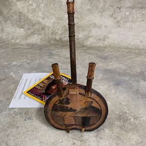 Vintage African Banjo Decor: Handmade Wood Banjar, No-String Instrument