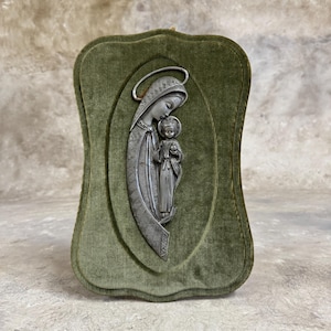 Vintage Peltro Inciso icon, Virgin Mary and Jesus Icon, Madonna and Child pewter icon,  Christian Orthodox Icon, Panagia Ikona.