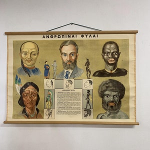 Vintage 1960er Jahre Lithographie-Druck, Einzigartige Wandkunst mit Menschliche Figuren, Ideales Geschenk für Sammler und Anthropologie-Enthusiasten