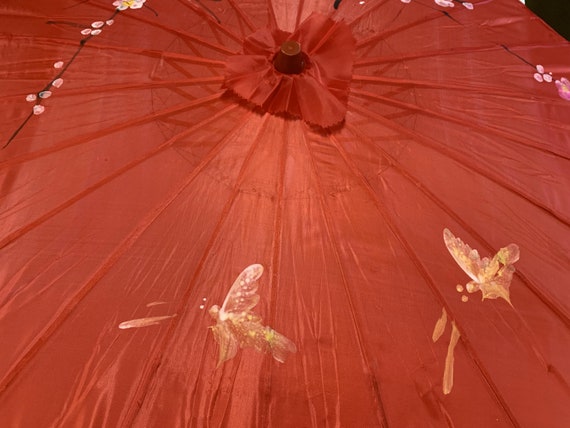 Vintage Parasol Umbrella,  Hand Painted Japanese … - image 8