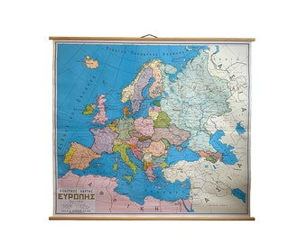 Vintage Europe Pull down Map, Rare Map, Political School Map, Old Chart, Vintage Europe Map, Pull down Chart, Classroom Map, Wall tapestry