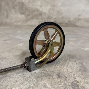 Vintage Brass Caster Wheel: Swivel Rubber Tread, Restoration Part