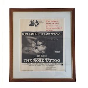 La rosa tatuada, cartel publicitario de la película, impresión enmarcada original