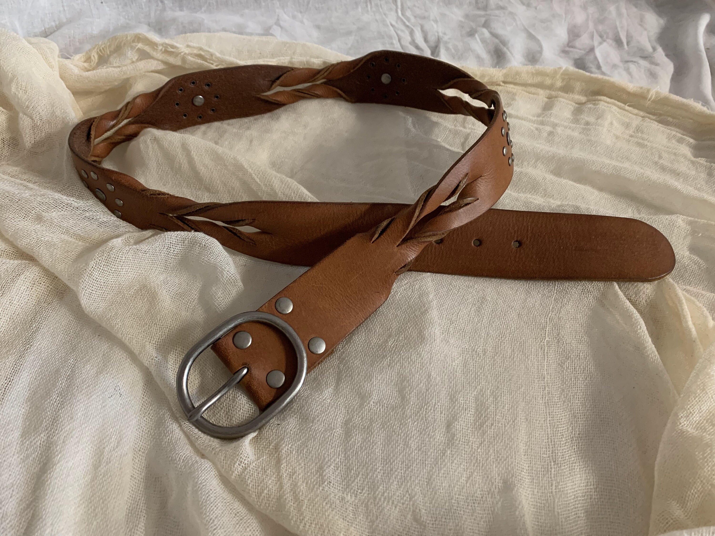 Vintage Benetton Brown Leather Belt With Silver Buckle  display picture 2