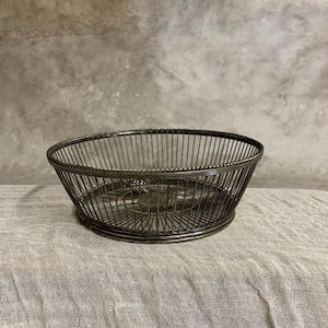 Antique Silver Plated Wire Fruit Basket: Rustic Rope Detail Kitchen Decor