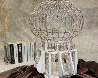 Vintage Decorative Birdcage, Wooden Bird Cage, Victorian Birdcage, Antique Bird Cage, Rustic Cage Decor, Pine Wood Cage, Plant Holder