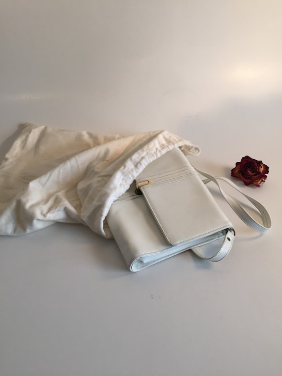 Vintage white Crossbody Bag, white Leather Crossbo