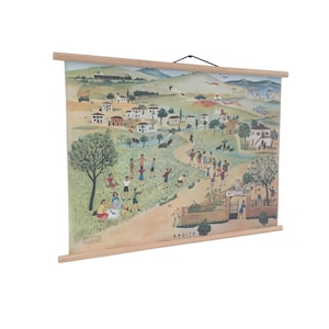 De lente pull-down grafiek, vintage picturale school grafiek, de seizoenen pull-down grafiek, grote geografie muur grafiek, school grafiek
