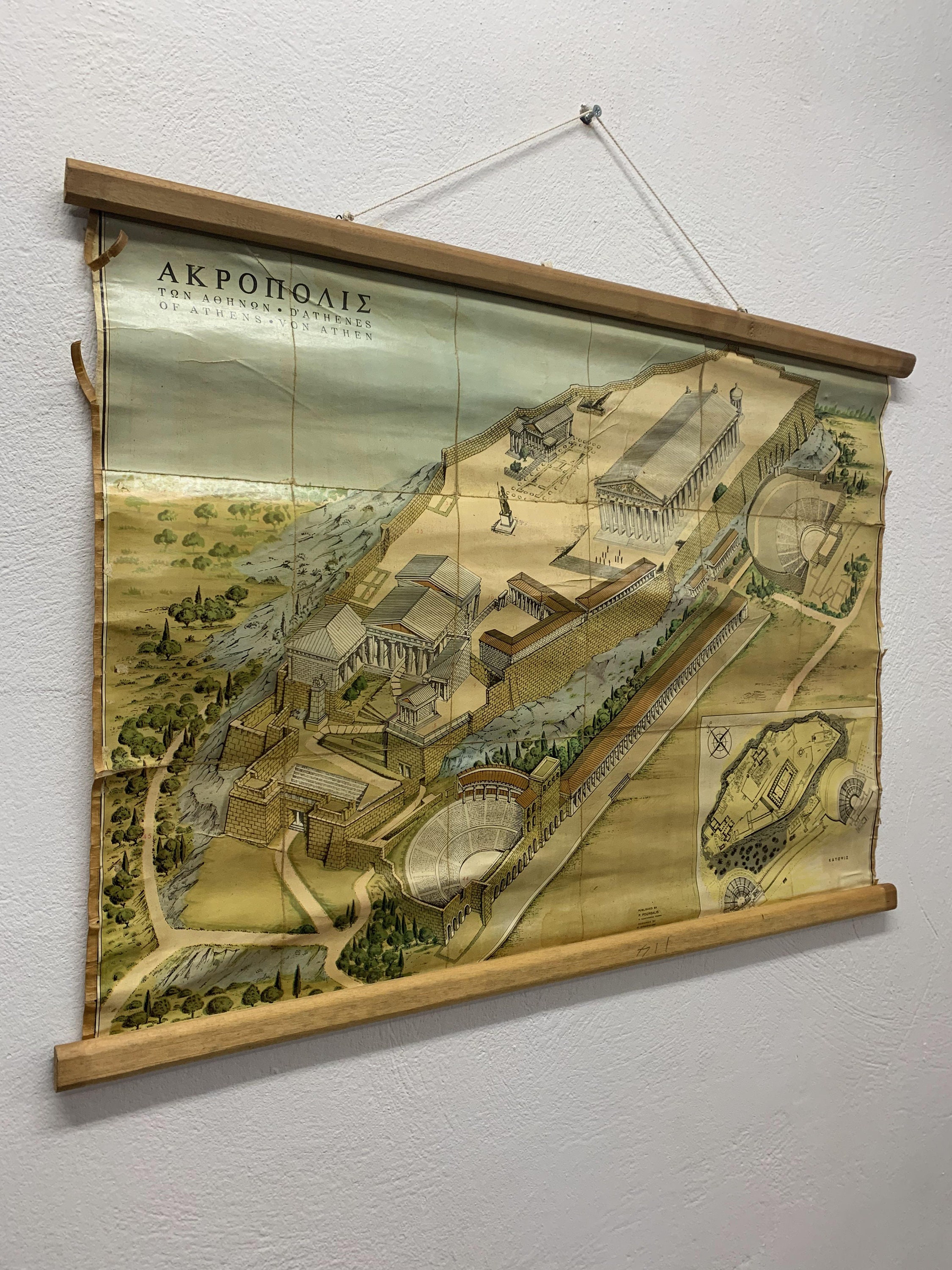 Acropolis Wall Art Vintage, Athens Greece Map, Ancient Greece ...