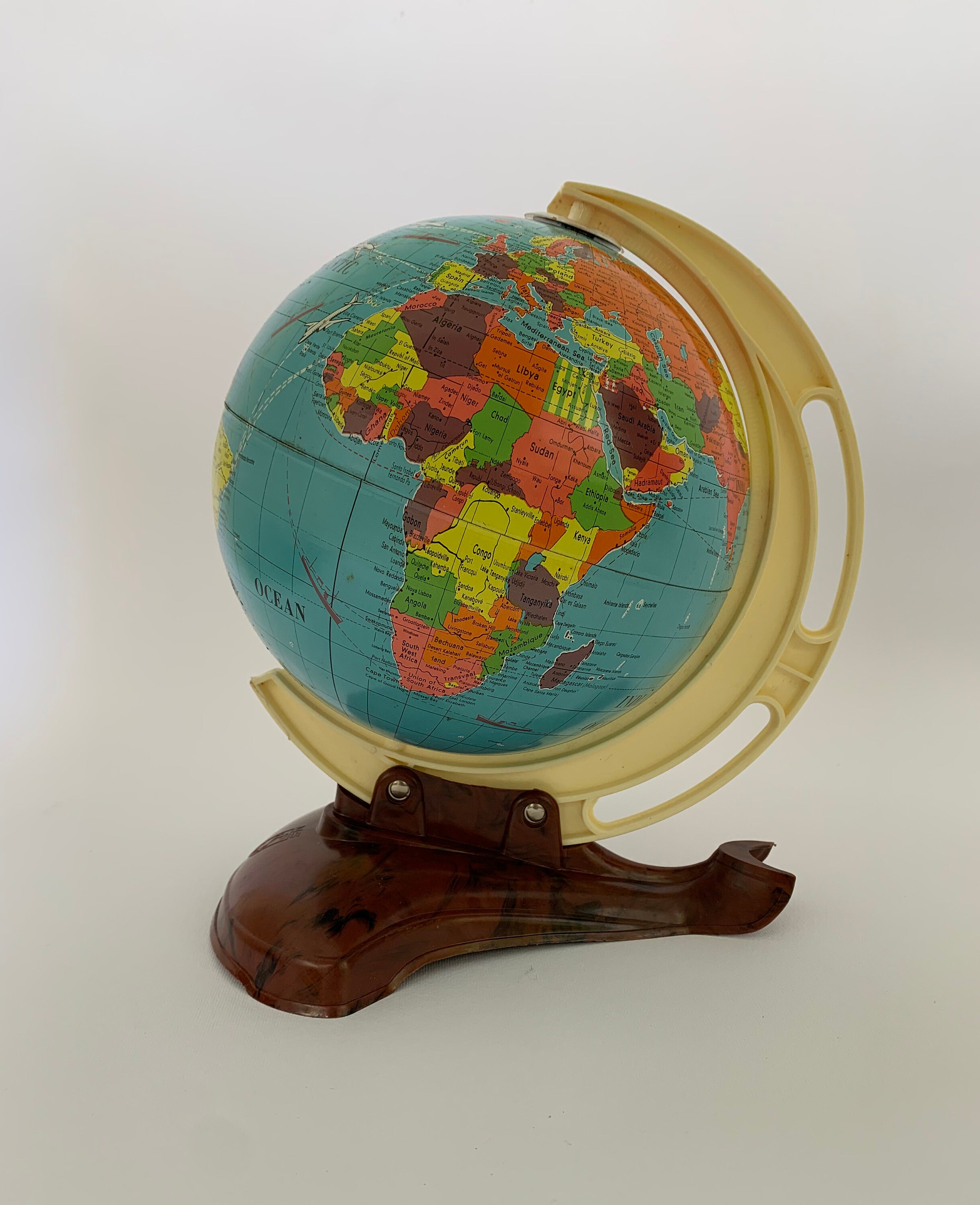 Vintage World Globe, 1970s Michael Seidel West Germany Desk Globe